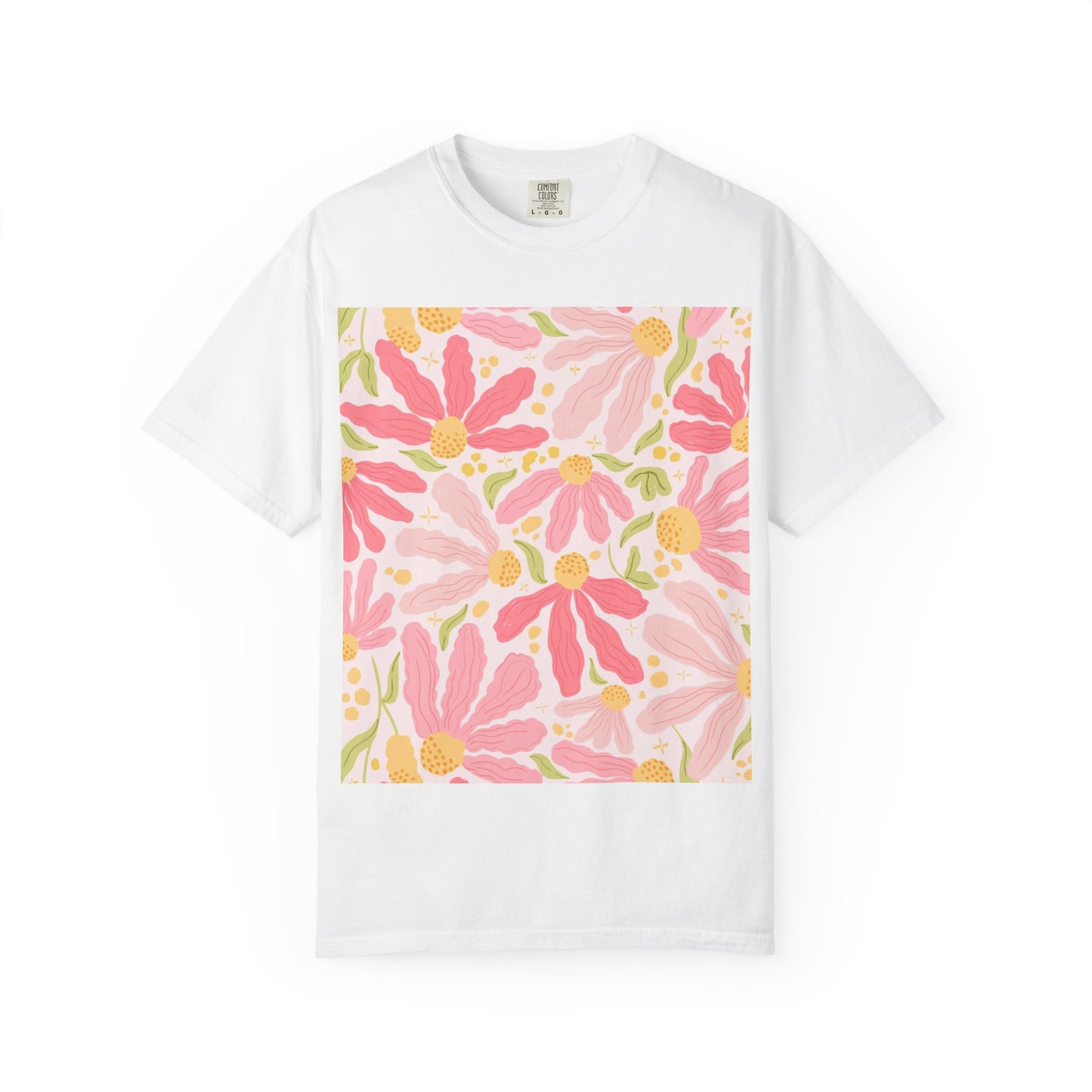 Floral Daisies T-Shirt — Pink Watercolor Garden Tee