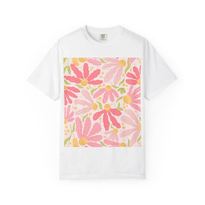 Floral Daisies T-Shirt — Pink Watercolor Garden Tee