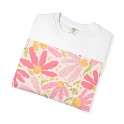 Floral Daisies T-Shirt — Pink Watercolor Garden Tee