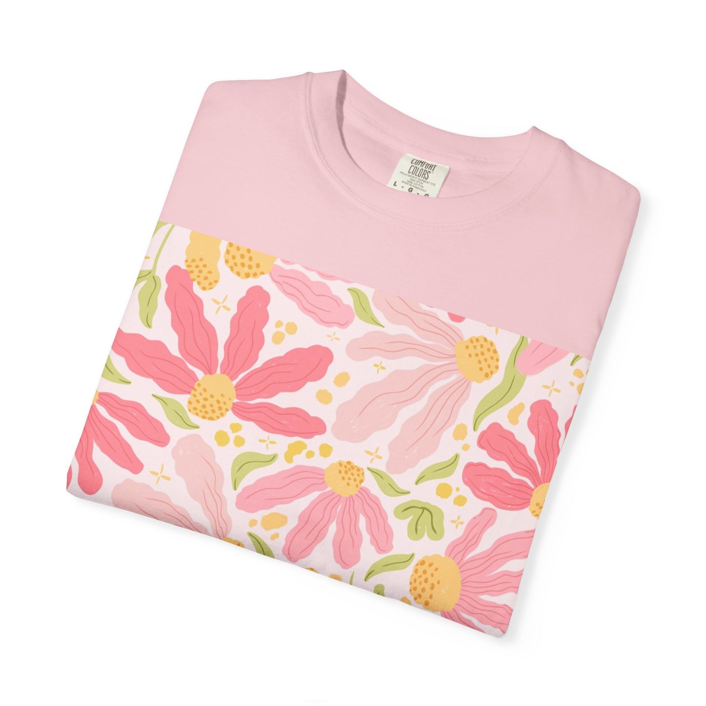 Floral Daisies T-Shirt — Pink Watercolor Garden Tee