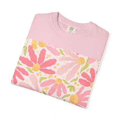 Floral Daisies T-Shirt — Pink Watercolor Garden Tee