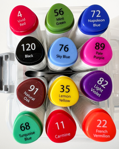 12 Pcs Alcohol Markers Dual Tip Set