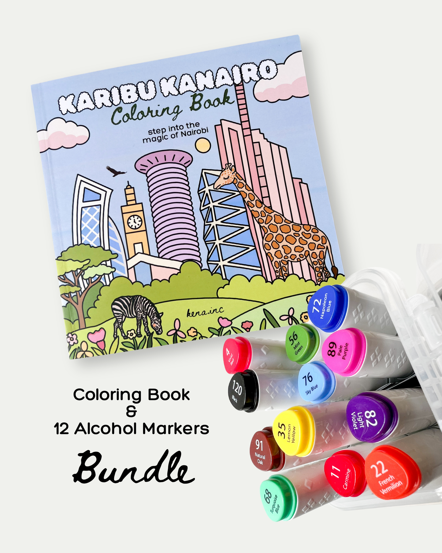 Kanairo Coloring Book & Alcohol Markers Bundle